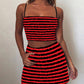 Women's Texture Striped Spaghetti Straps Suit Dress