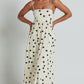 U-collar Tight Waist Large Skirt Polka Dot Print Dress