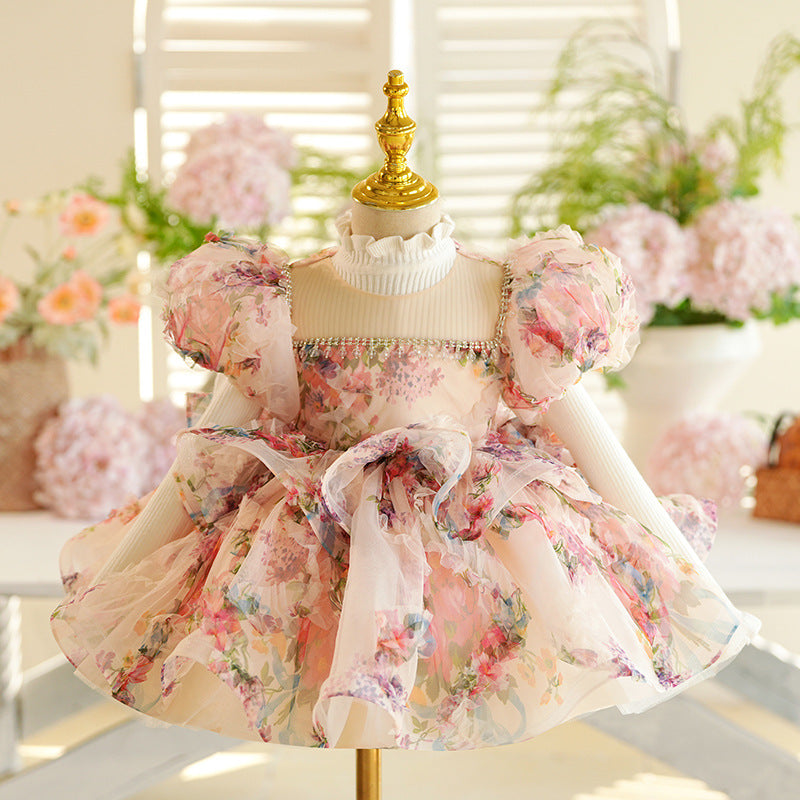 Children's Bubble Sleeve Floral Dress