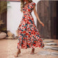 European And American V Neck Short Sleeve Dress