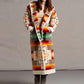 Women's Printing Pocket Long Sleeve Large Coat