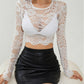 Single Layer Lace Lace Long-sleeved Short Pullover Top