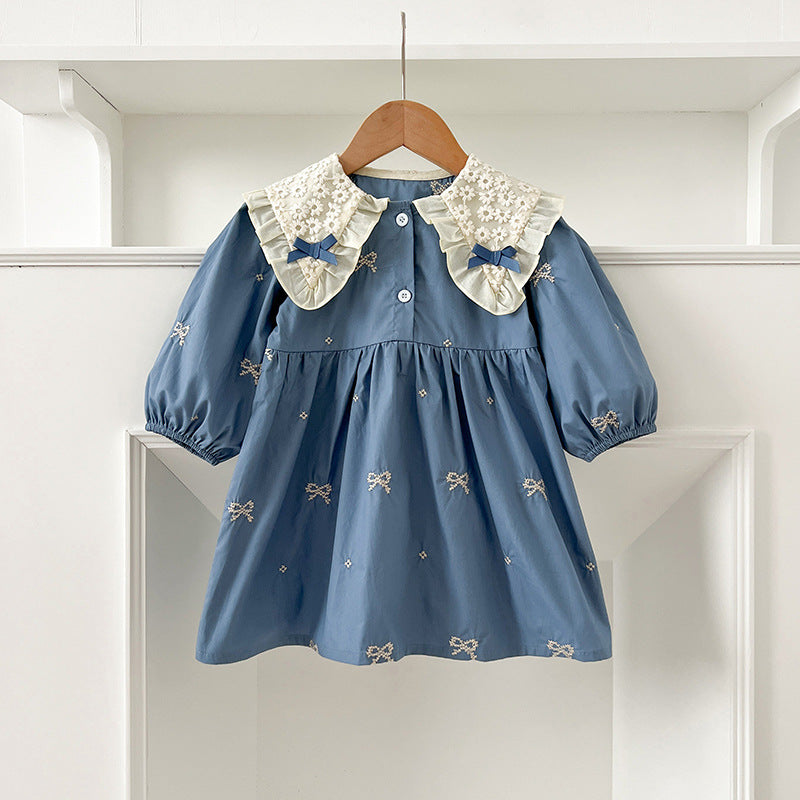 Bowknot Embroidered Baby Girl Princess Dress