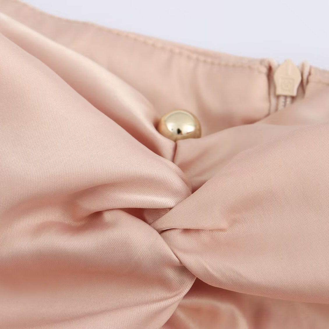 New Navel Cut Short Long Sleeve Top With Waist Pleated Irregular Hem Suit