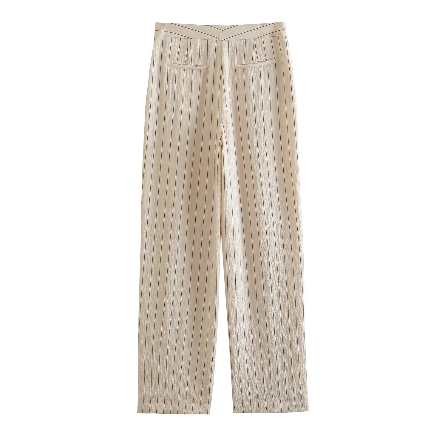 Spring NEW Long Sleeve Double Breasted Suit Jacket High Waist Casual Pants Striped Suit