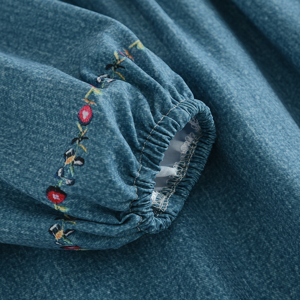 Robe en jean brodée printemps-automne pour fille