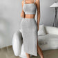 Women's Solid Color Stretch Tight Midriff-baring Camisole Hip Skirt Suit