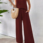 Women's Sleeveless Solid Color Back Hollow Lace Suit