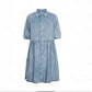 Washed Denim Lapel Loose Dress Skirt