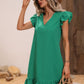 Women's V-neck Ruffle Loose Waist Short Sleeve Dress