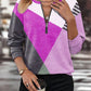 Autumn Winter Assorted Colors Loose Zip Long Sleeve V-neck Sweatshirt