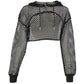 Solid Color Mesh Hollow Out Hooded Loose Smock Top