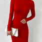 Women's Solid Color Fashion Turtleneck Long Sleeve Tight Dress