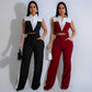 Vest Shirt Stitching Contrast Color Pocket Casual Trousers Two-piece Set