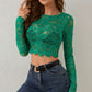 Single Layer Lace Lace Long-sleeved Short Pullover Top
