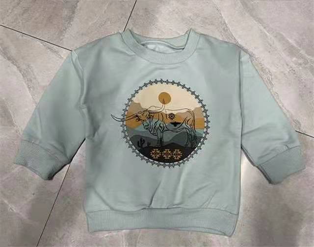 Pull décontracté à manches longues imprimé tête de vache pour enfants