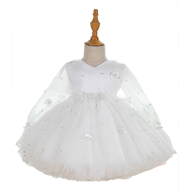 Robe de fête blanche pour fille d'un an, jupe tutu en tulle