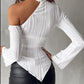 Autumn And Winter New Solid Color Strapless Round Neck Women's T-shirt