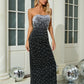 Fashion Bead Tube Top Bandage One-piece Dress Elegant Graceful Dinner Party