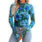 New Mesh Printed Tape Thumb Hole Turtleneck Long Sleeve Bottoming Shirt