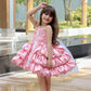 Robe bouffante rose à nœud d'été pour enfants, vêtement de spectacle pour défilé