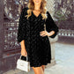 Autumn High Sense Velvet V-neck Dress