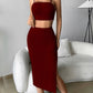 Women's Solid Color Stretch Tight Midriff-baring Camisole Hip Skirt Suit