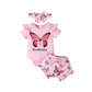 Combinaison d'été à manches courtes pour bébé fille, douce et confortable, motif papillon