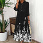 Digital Printing Button Blouse Collar Dress