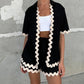 Summer Female Cardigan Short Sleeve Suit