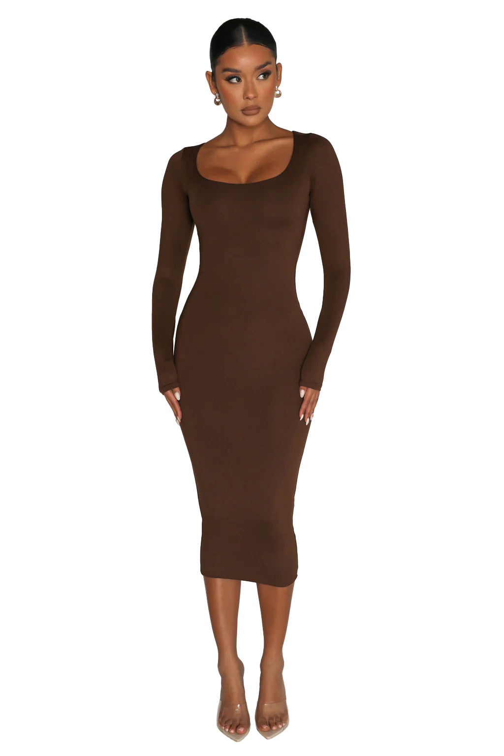 Round Neck Fleece Thickened Slim Fit Hip Skirt
