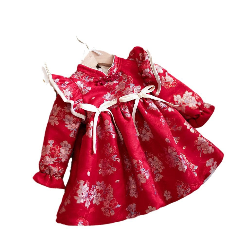 Nouvelle jupe princesse chinoise cheongsam pour enfants d'automne