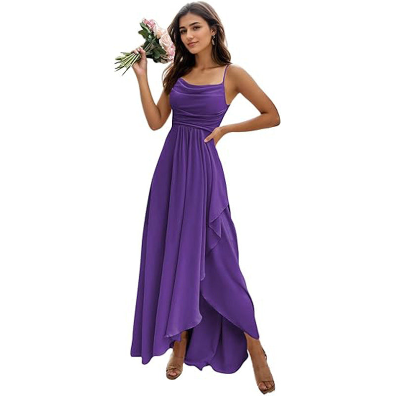Women's Color All-matching Single Strap Waist-tight Dress