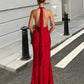 Women's Fashion V-neck Halter Printing Dress