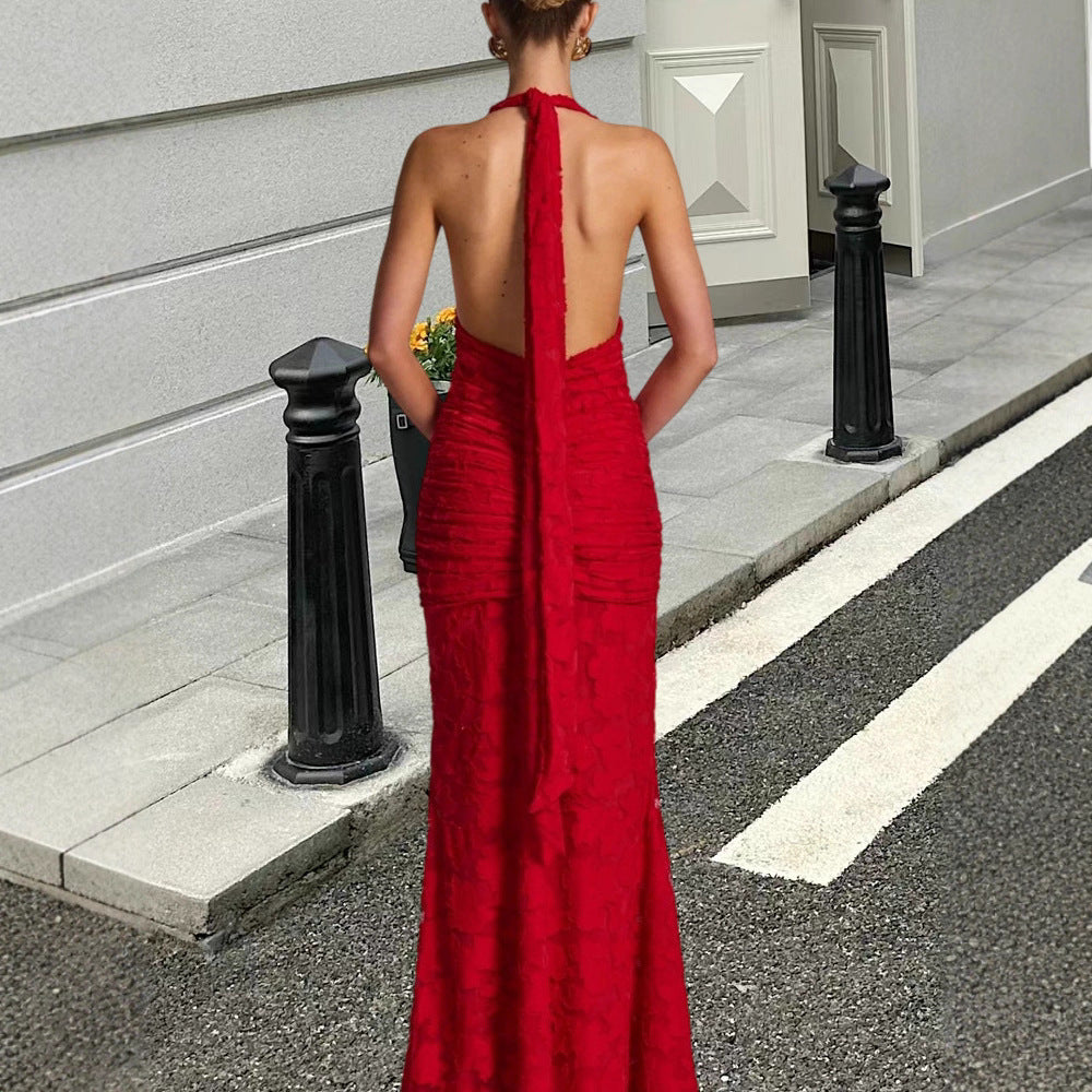 Women's Fashion V-neck Halter Printing Dress