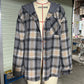 Women's Hooded Spliced Plaid Blouse Woolen Coat