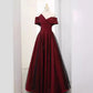Robe de mariée rouge à épaules dénudées, robe de fiançailles amincissante grande taille