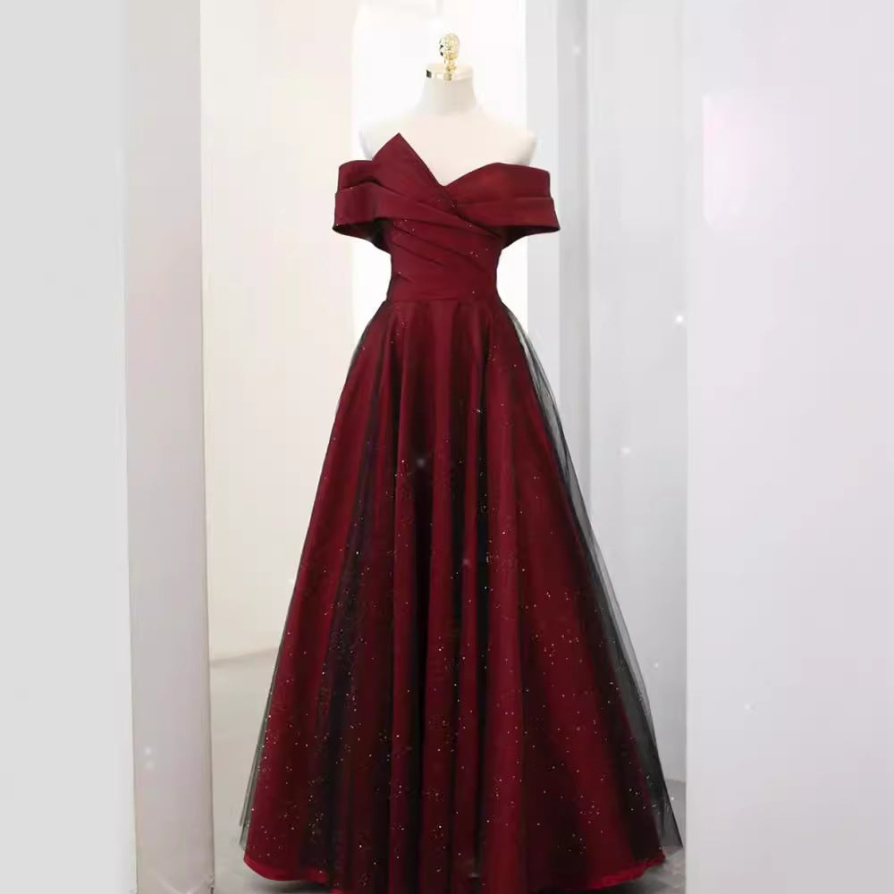 Robe de mariée rouge à épaules dénudées, robe de fiançailles amincissante grande taille