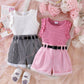 Short sans manches à rayures roses pour fille