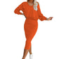 European And American Women's Clothing Vest Skirt V-neck Sweatshirt Sweater Set