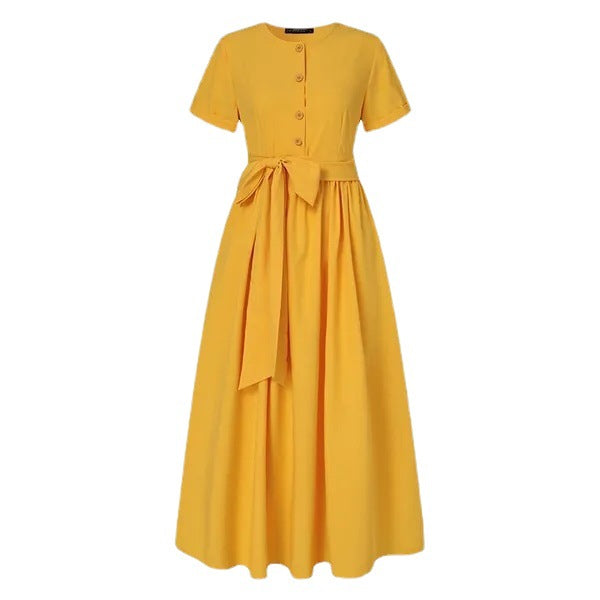 Women's Summer Short Sleeve Long Shirt Dress