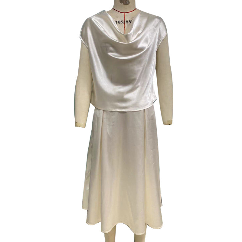 European And American Style Artificial Silk Short Sleeve Skirt Suit