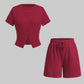 Women's Slim-fit Short Sleeve Blouse And Pants