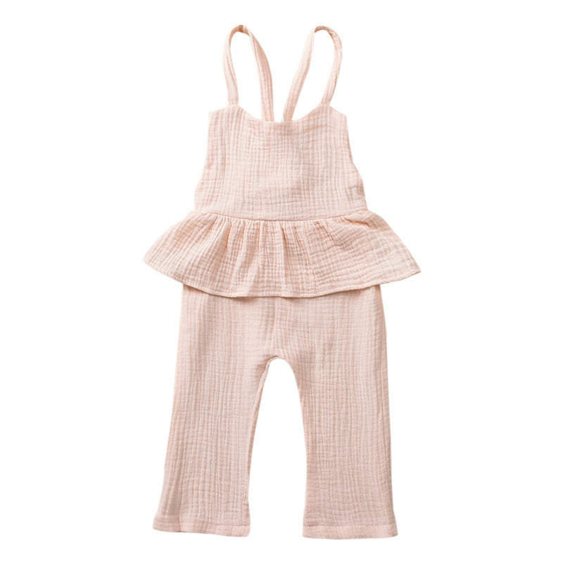 Combinaison à lacets en coton de couleur unie pour filles