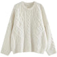Round Neck Loose Pullover Idle Style Outerwear Cable-knit Sweater Women