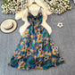 Colorful Flora V-neck Strap Dress Women