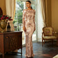 European And American High-end Long Sleeve Temperament Crew Neck Long Sequined Banquet Evening Dress
