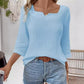 Women's Autumn Simplicity Solid Color Long-sleeved V-neck Top