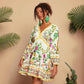 V-neck Printed 34 Sleeves Mini Dress