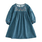 Robe en jean brodée printemps-automne pour fille
